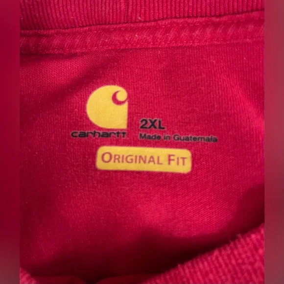 Carhartt Men’s Loose Fit Heavyweight Long Sleeve Pocket Work T-shirt 2XL Red - Picture 5 of 5